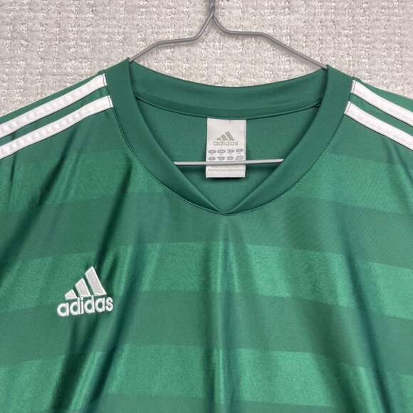 Vintage Y2K Adidas Climalite Soccer Blank Jersey Shirt Men Large XL Lucky Green - Picture 6 of 16